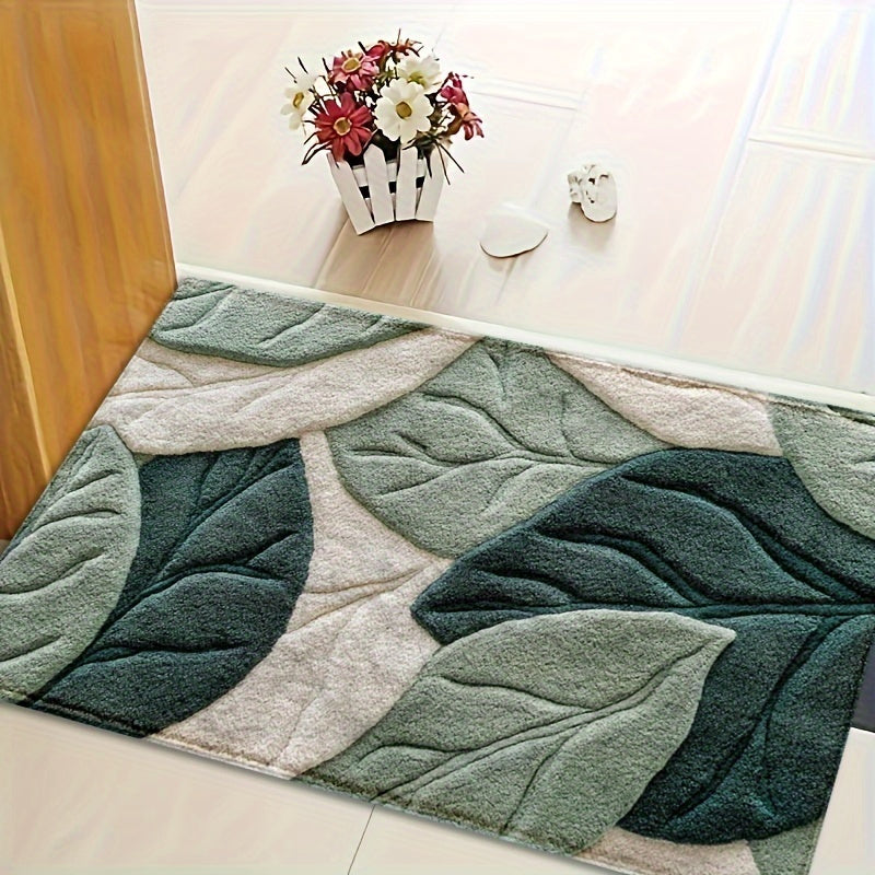 Tapis de Bain Feuilles – Absorbant, Douillet et Confortable pour la Salle de Bain