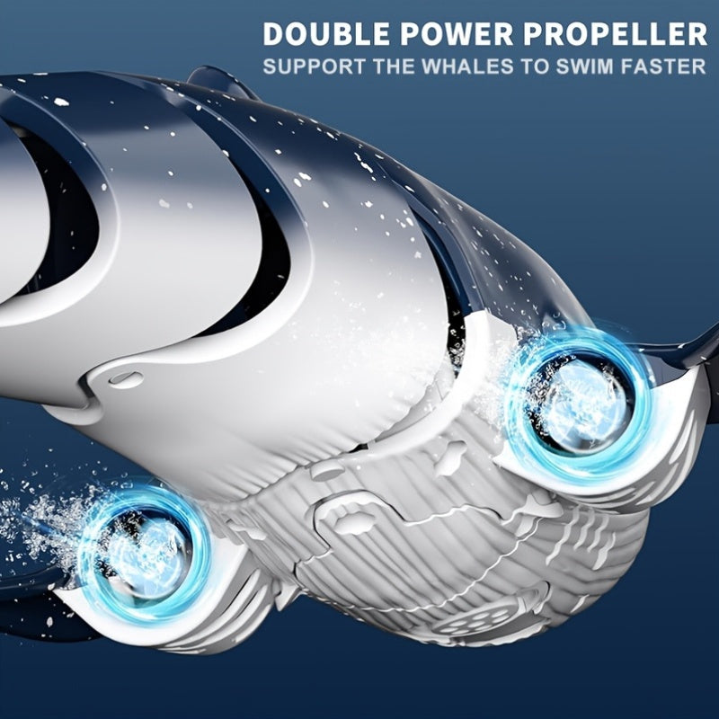 1:18 échelle RC requin baleine avec rotation à 360°, flexibilité à 180°, lumière LED éclaboussante, contrôle de croisière programmable - rechargeable par USB, idéal pour les jeunes pour jouer en été et comme cadeau d'anniversaire
