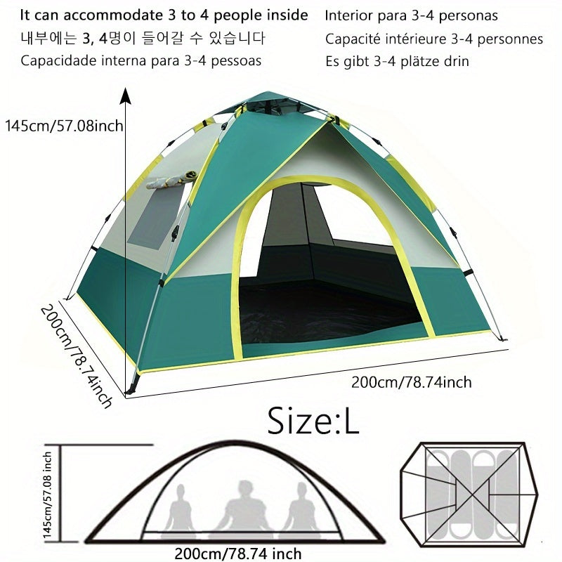 Tente de Camping 4 Personnes à Montage Rapide – Abri Respirant et Imperméable au Vent