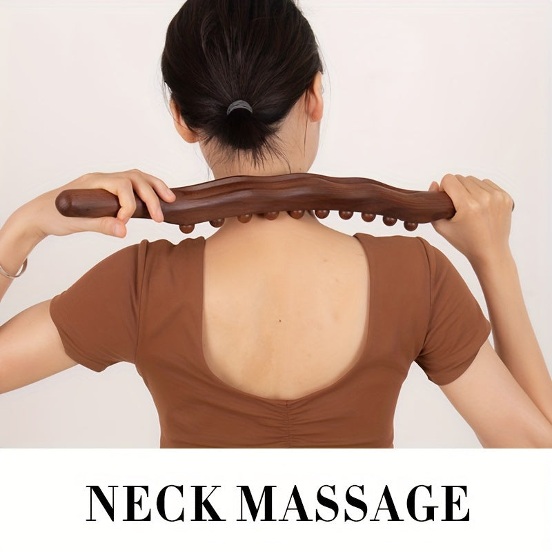 Bâton de Massage en Bois avec 31 Perles – Détente Musculaire Profonde