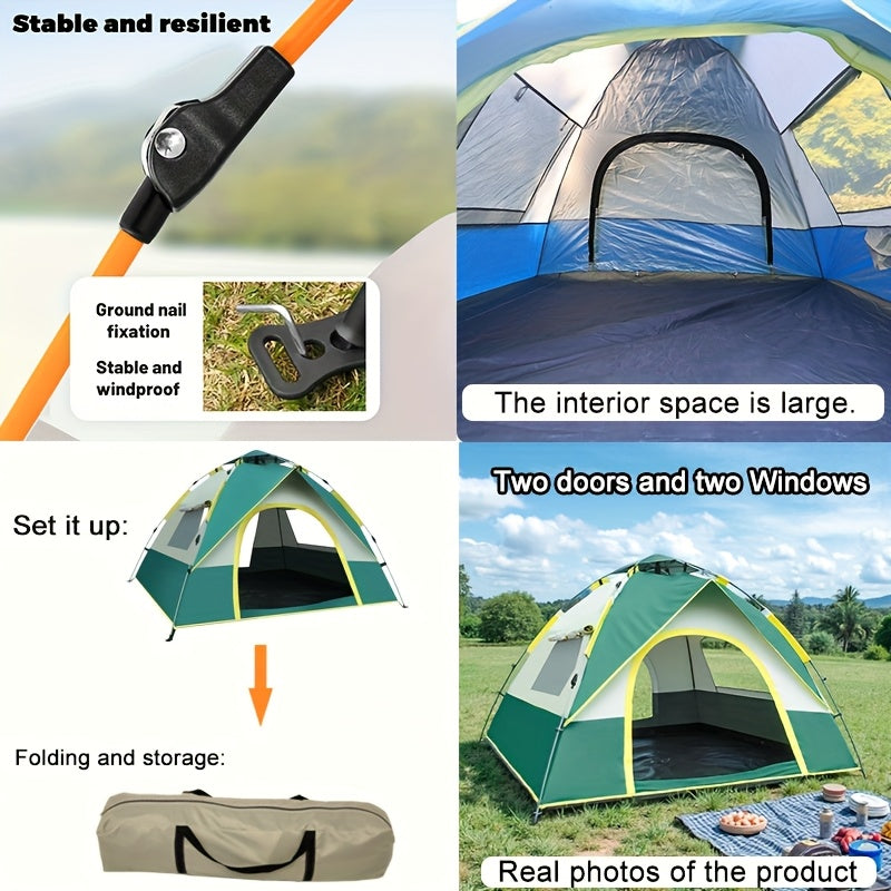 Tente de Camping 4 Personnes à Montage Rapide – Abri Respirant et Imperméable au Vent