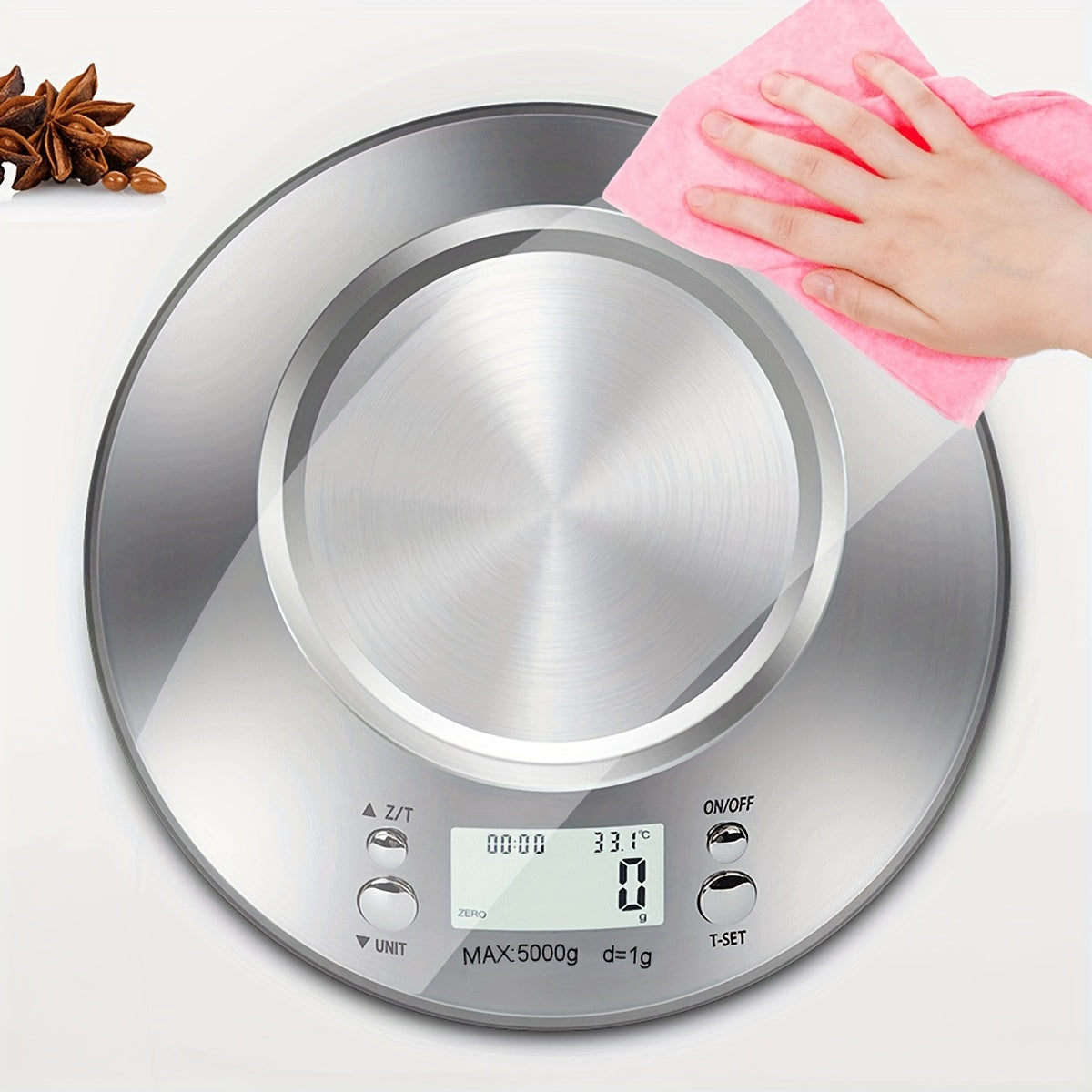 Balance de Cuisine Numérique avec Plateau en Acier Inoxydable – Précision avec Capteur de Température et Fonction Minuteur pour la Pâtisserie et la Cuisine