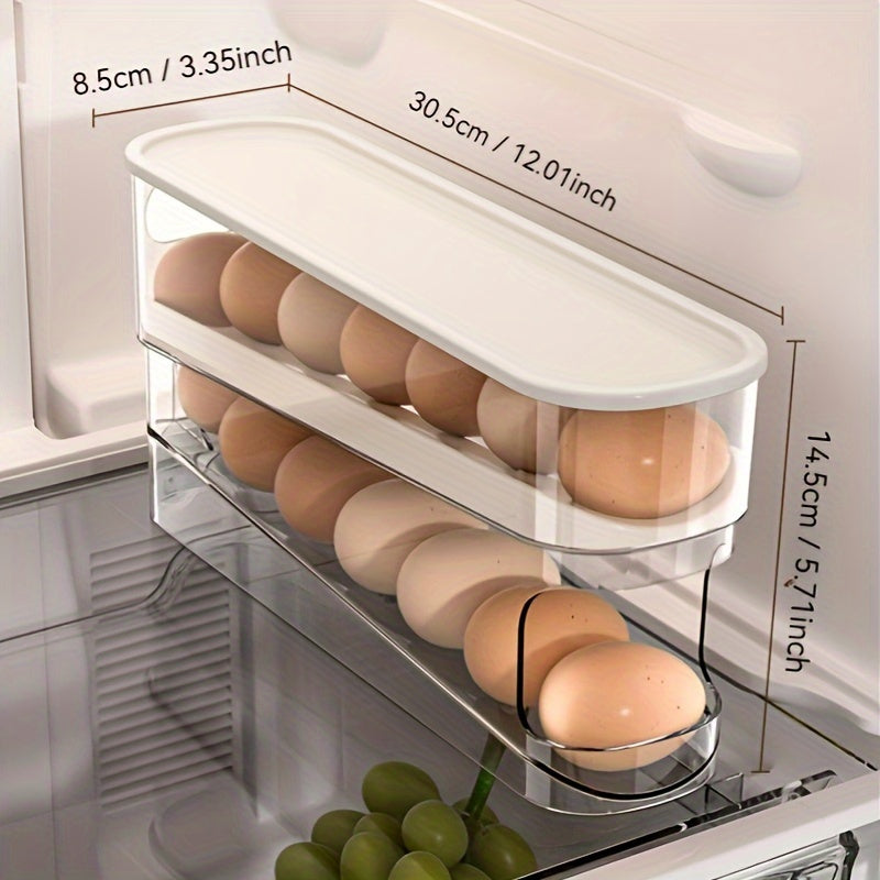 ÉléganceCulinaire Boîte de Rangement à Œufs Double Couche | Organisateur Transparent et Empilable pour Réfrigérateur, Économiseur d'Espace Pratique