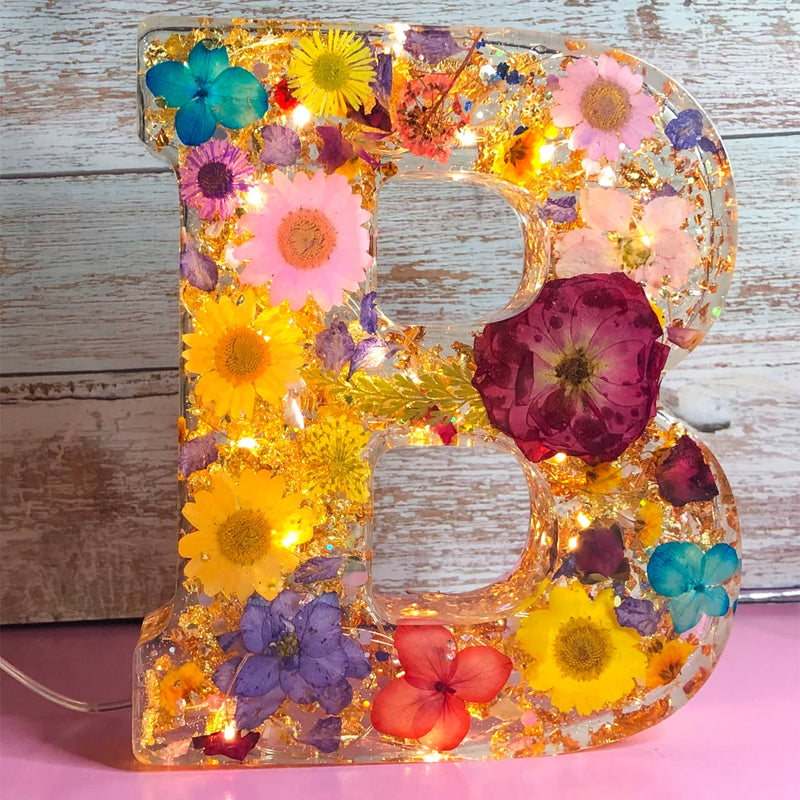 Veilleuse FloraGlow Flower | Lampe à initiales décorative avec éclairage LED doux pour une ambiance romantique
