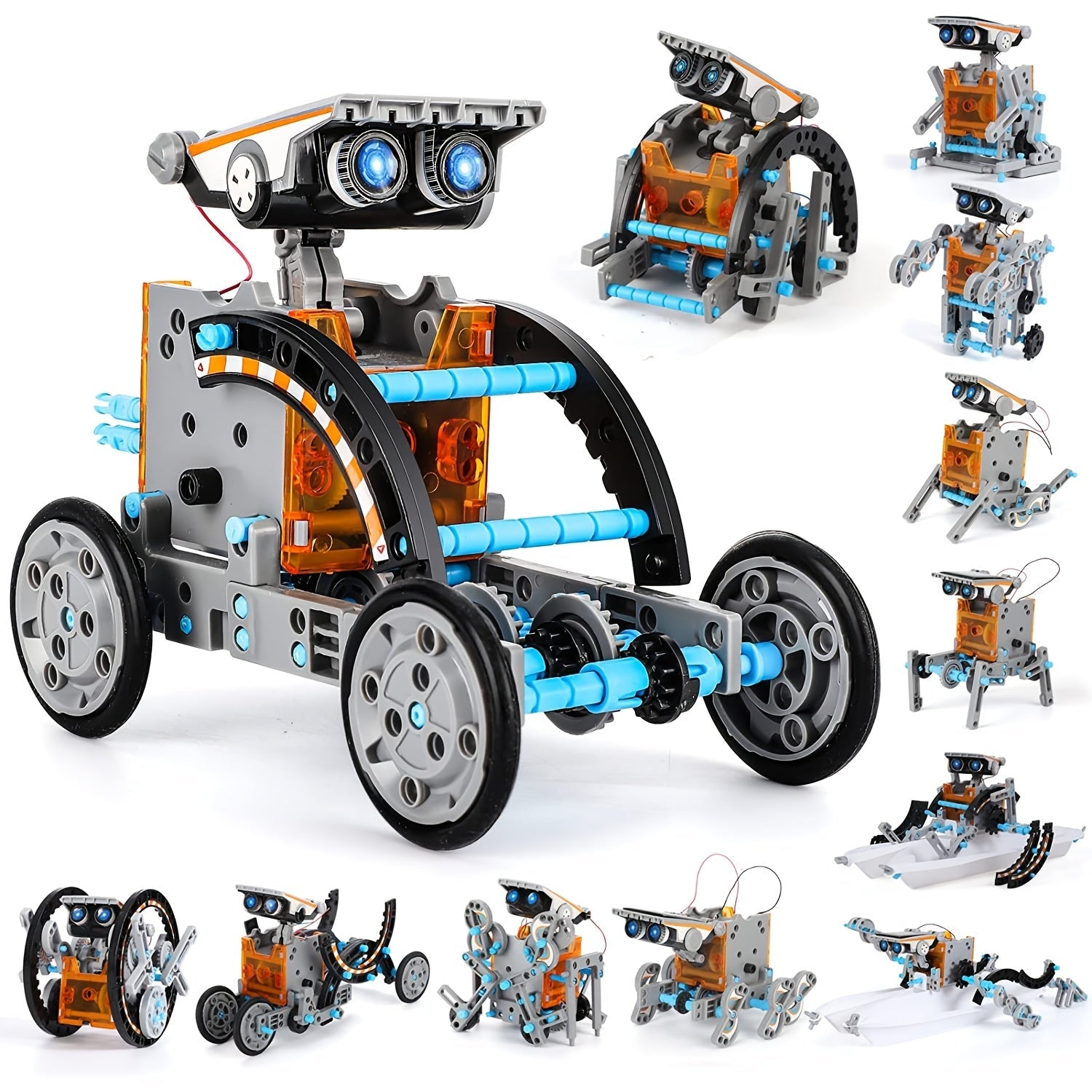 Solar Robo Builder - Jouet éducatif de construction 12-en-1 à énergie solaire