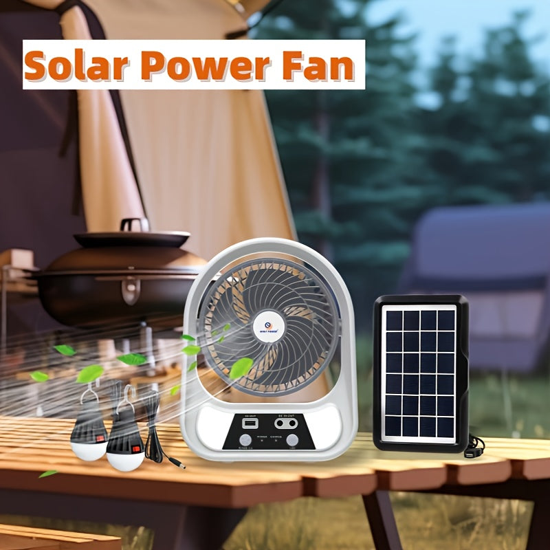 Ventilateur Solaire Portable et Lampe de Nuit – Multifonctionnel et Rechargeable