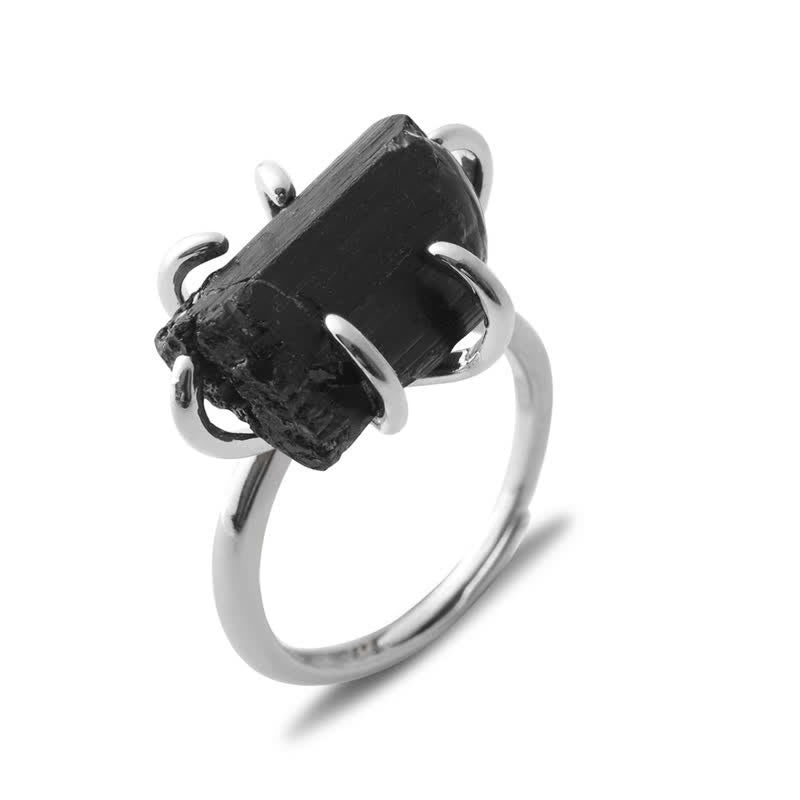 Bague Ajustable à Six Griffes avec Cristal Naturel – Liora