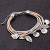 Bracelet en cuir naturel multicouche