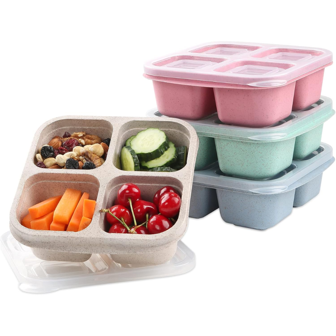Boîtes de préparation de repas 4 compartiments style Bento (pack de 4) – Bento4You
