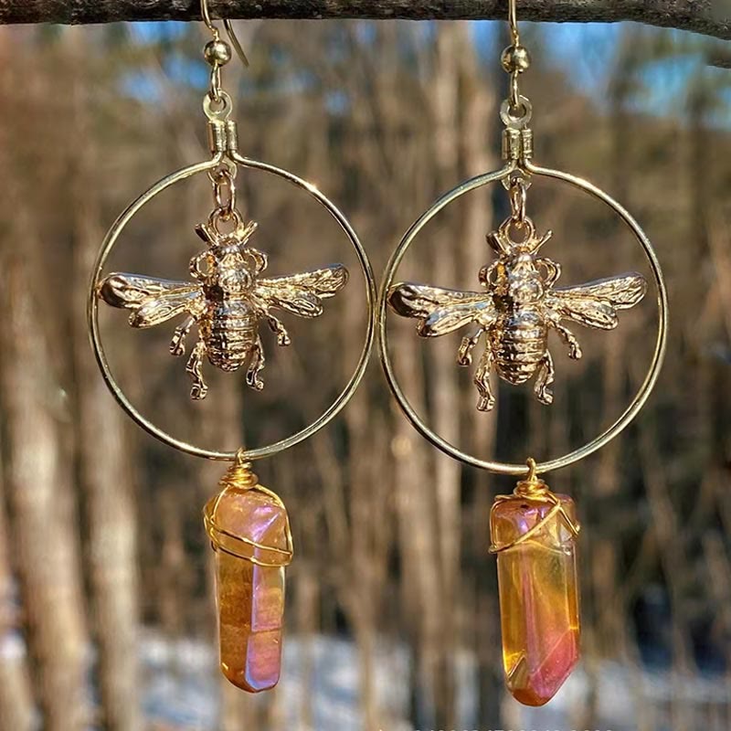Boucles d'oreilles en cristal naturel lune-étoiles – Elara