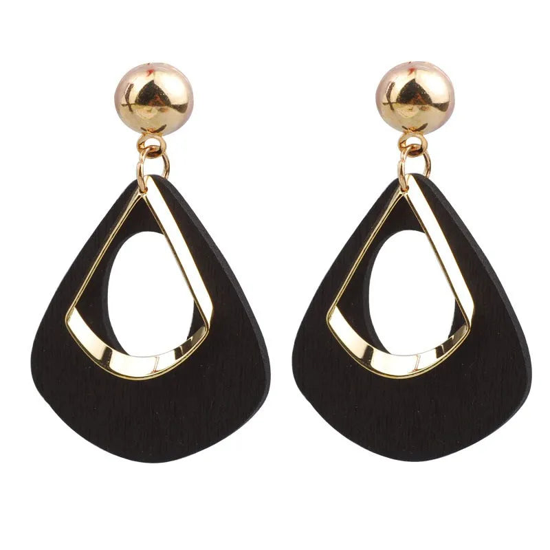 Boucles d'oreilles goutte d'eau en bois