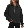 Sweat à Capuche Fleece à Demi-Zip – Pull Élégant pour Femmes pour des Tenues Confortables d'Automne/Hiver et des Couches de Streetwear