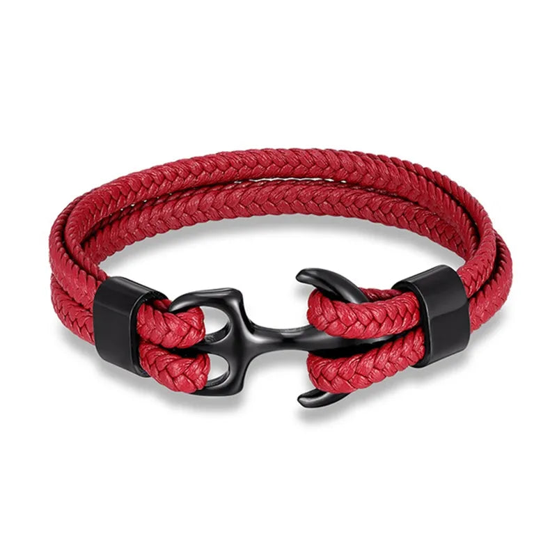 Bracelet en cuir ancre marine