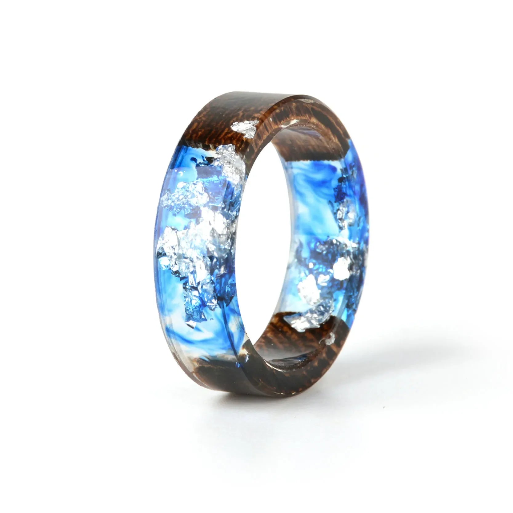 Bague en résine de bois transparente