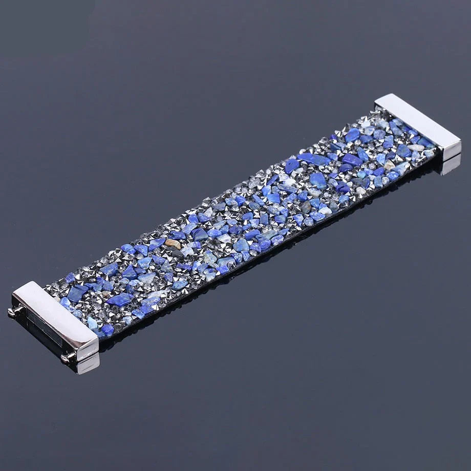 Bracelet en cuir avec cristaux en pierre naturelle