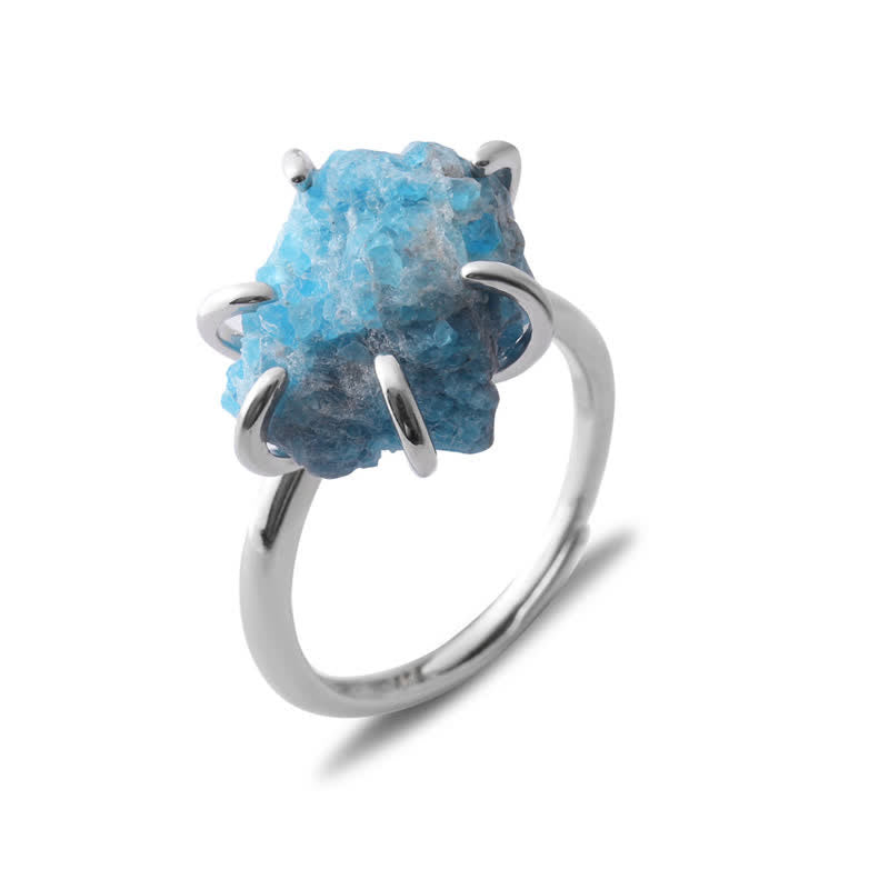 Bague Ajustable à Six Griffes avec Cristal Naturel – Liora
