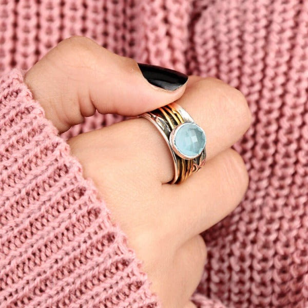 Bague Spinner en Aquamarine - Selene