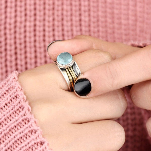 Bague Spinner en Aquamarine - Selene