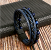 Voici la traduction en français : Ensemble de bracelets en cuir pour hommes - Bracelet
