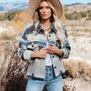 Veste en Jean Vintage Aztec avec Col – Doublée en Laine, Coupe Ample, Manches Longues pour un Style Streetwear Tendance