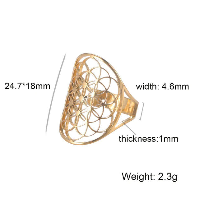 Bague ajustable « Fleur de Vie ».