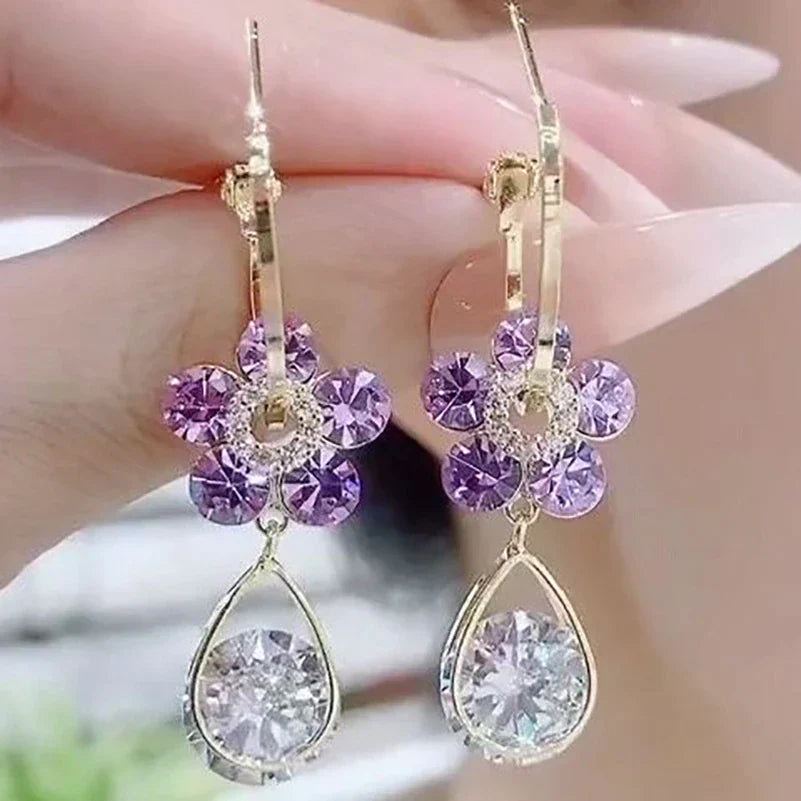 Boucles d'oreilles en fleurs de cristal