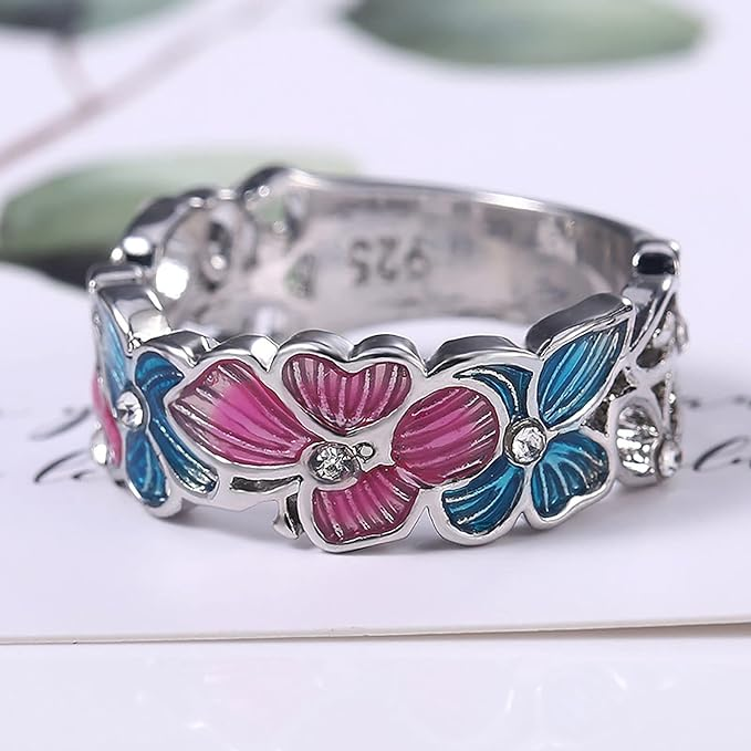Bague Papillon en Émail Exquise