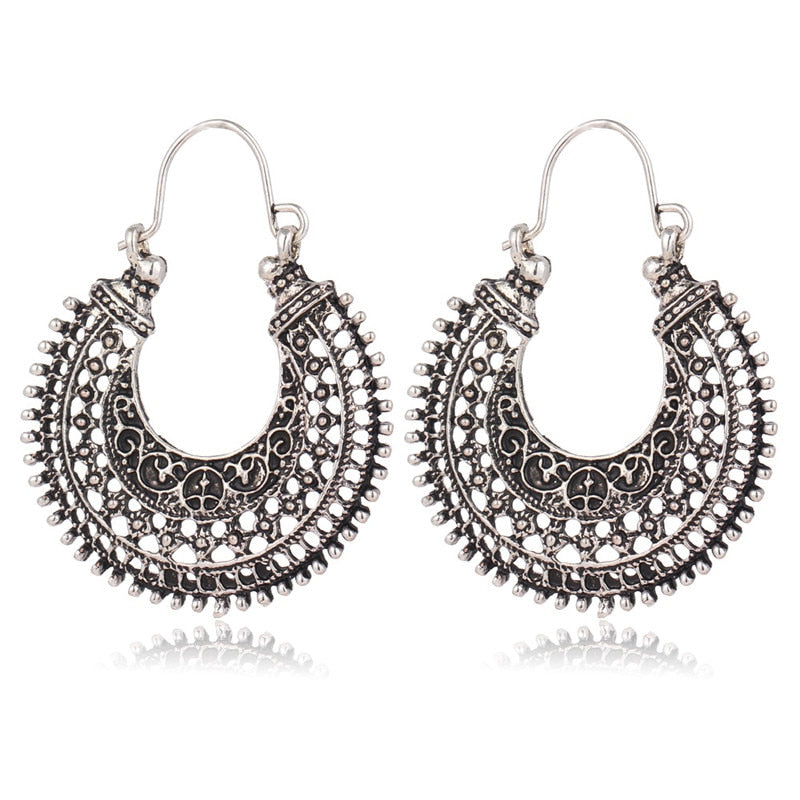 Boucles d'oreilles tibétaines en filigrane en argent 925