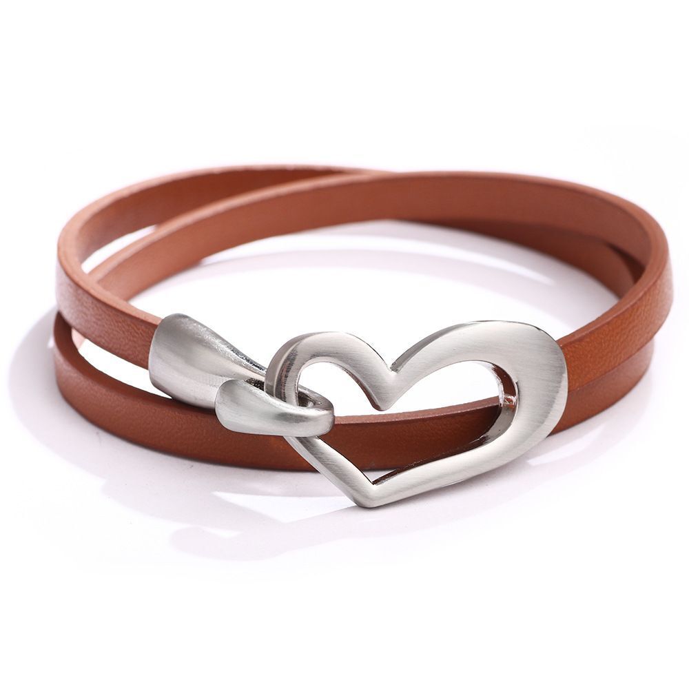 Bracelet en cuir simple en forme de cœur