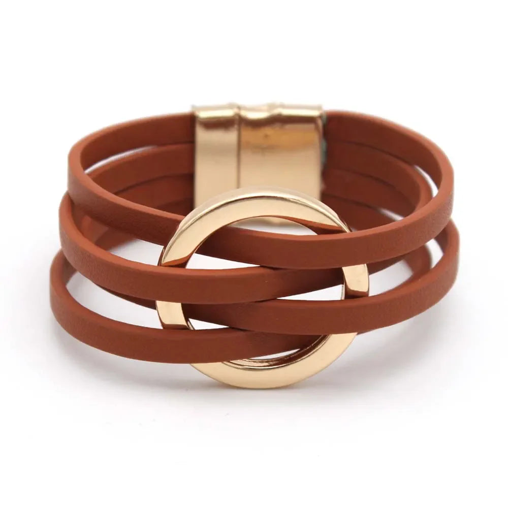 Bracelet en cuir O à plusieurs couches