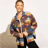 Veste en Jean Vintage Aztec avec Col – Doublée en Laine, Coupe Ample, Manches Longues pour un Style Streetwear Tendance