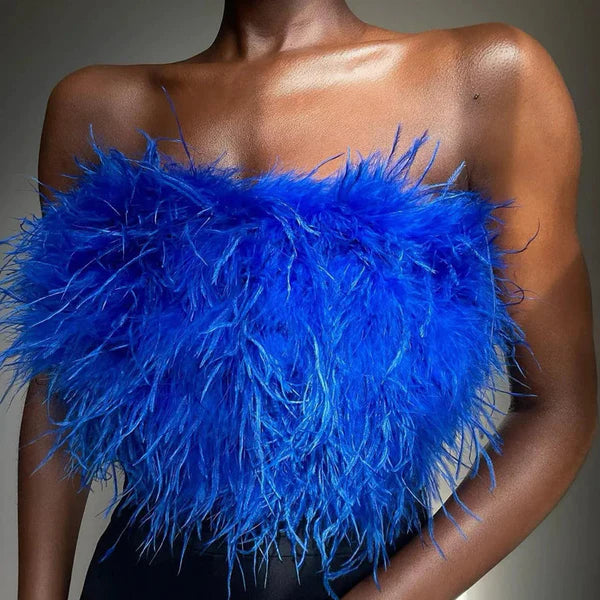 Top Bandeau Boho avec Détails en Plumes – Luna