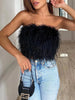 Top Bandeau Boho avec Détails en Plumes – Luna