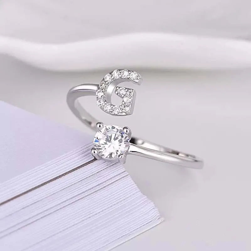 Bague en Argent avec Strass Alphabet