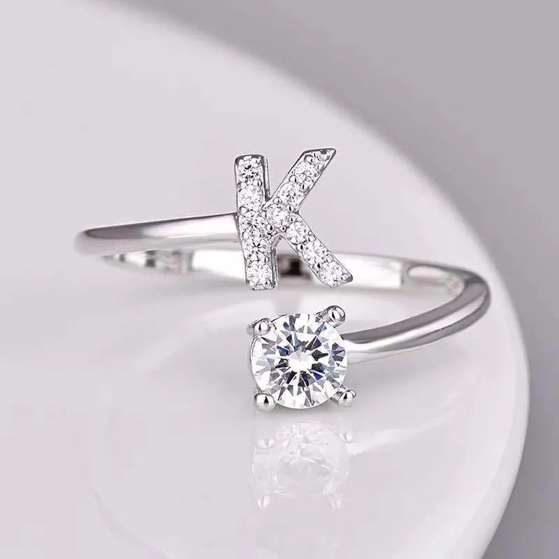 Bague en Argent avec Strass Alphabet
