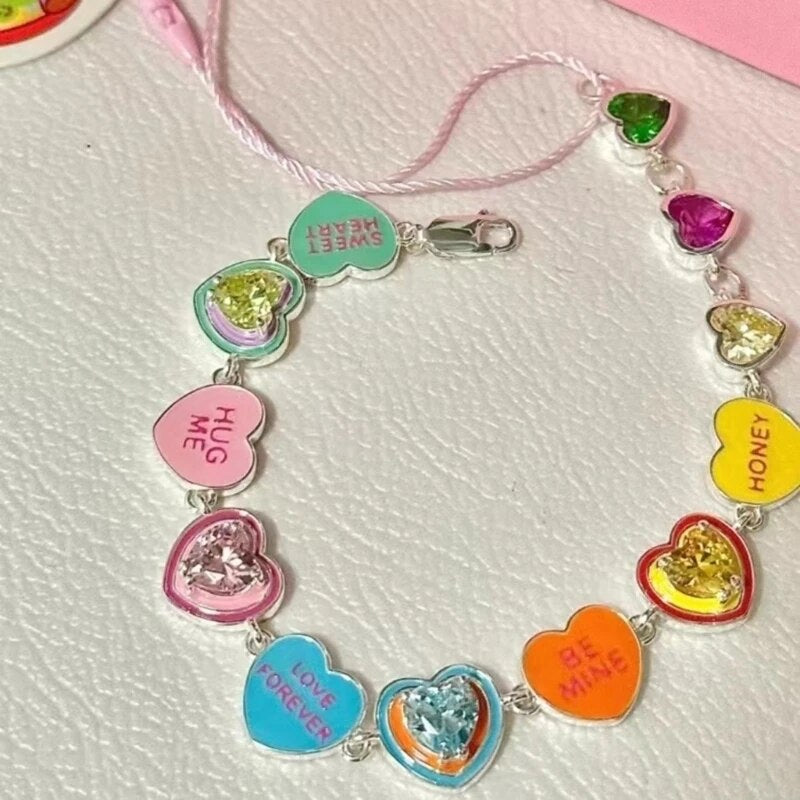 Bracelet en émail de goutte d'huile couleur amour