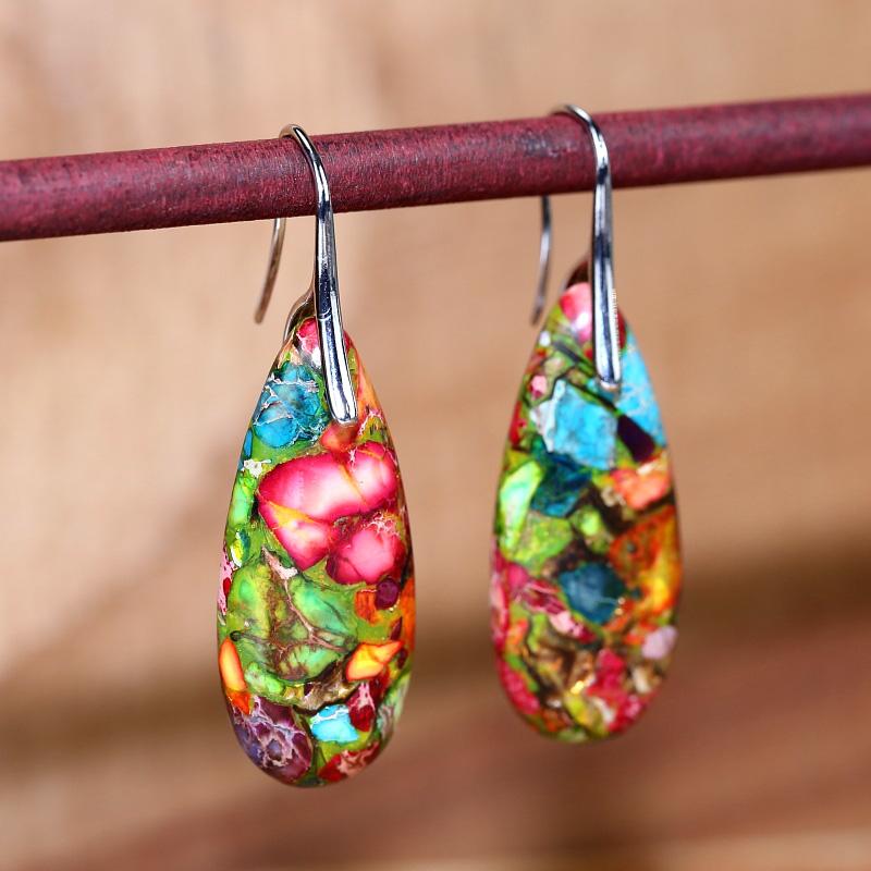 Boucles d'oreilles en goutte de jaspe spirituel – Nerida