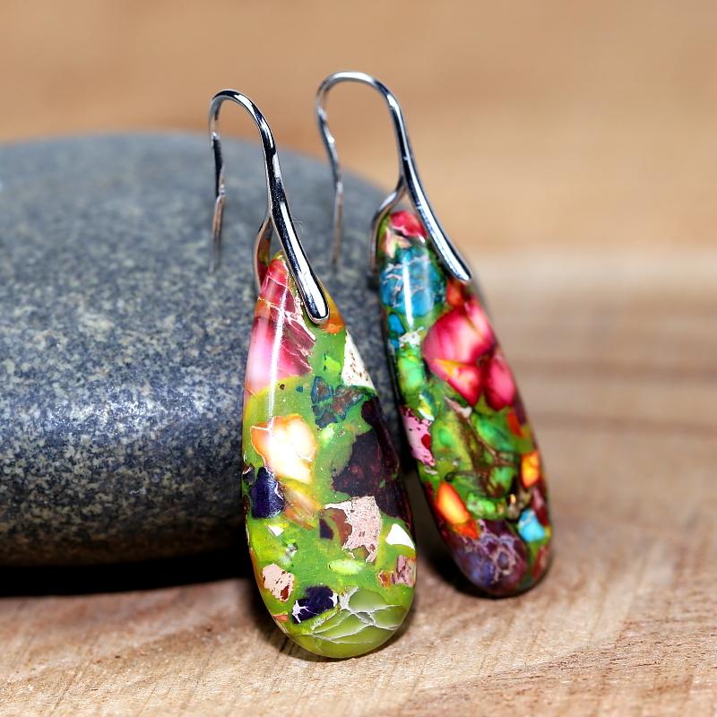 Boucles d'oreilles en goutte de jaspe spirituel – Nerida