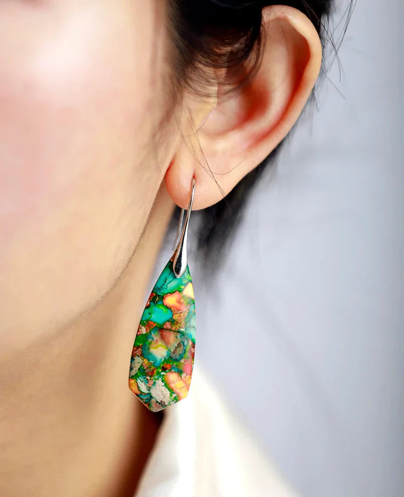 Boucles d'oreilles en jaspe impérial coloré