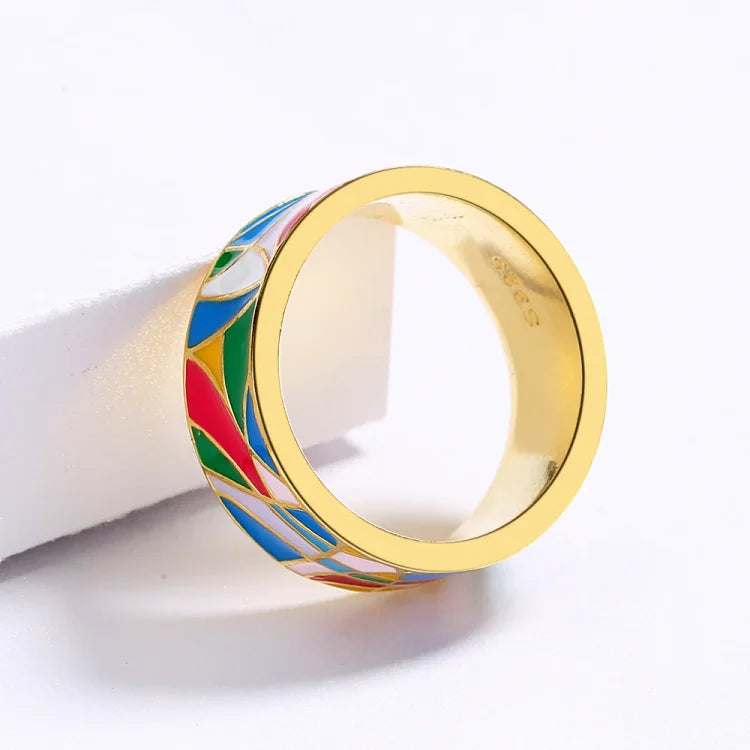 Bague en zirconium émaillé classique – Nadia