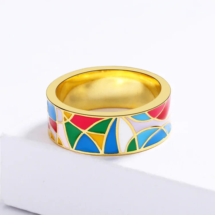 Bague en zirconium émaillé classique – Nadia