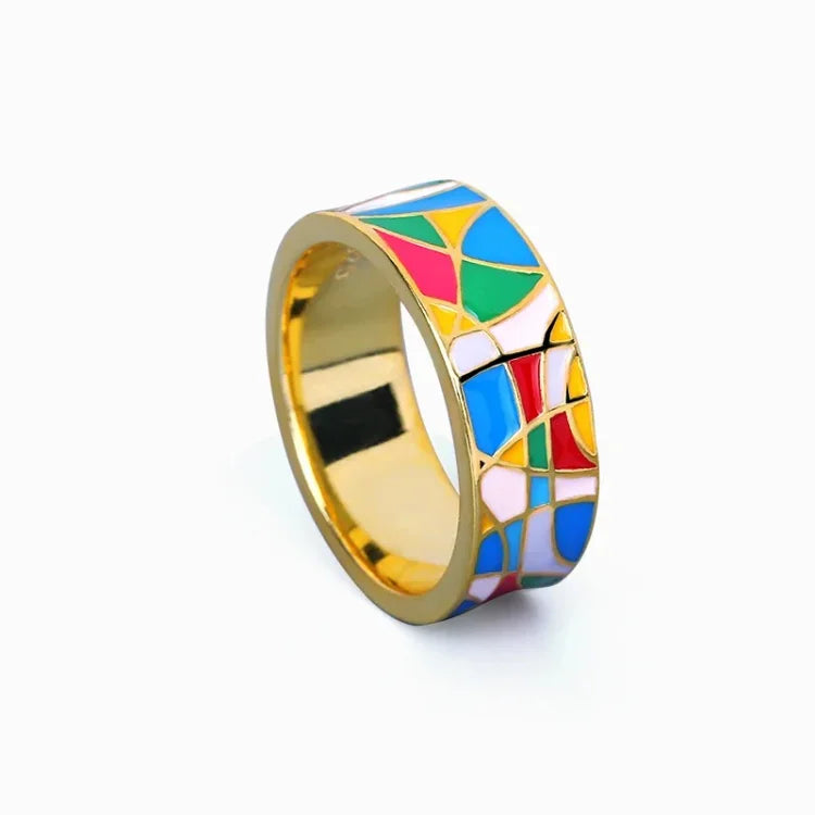 Bague en zirconium émaillé classique – Nadia