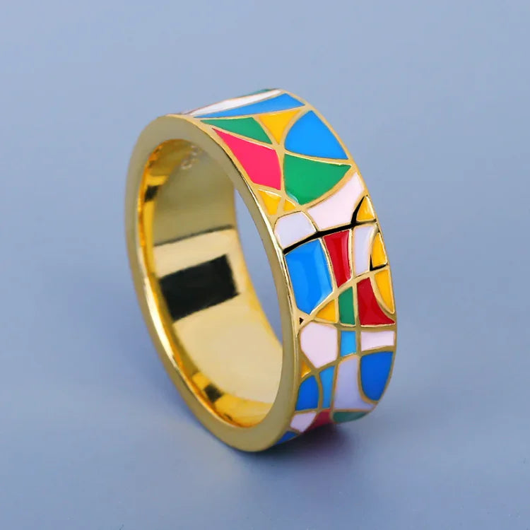 Bague en zirconium émaillé classique – Nadia