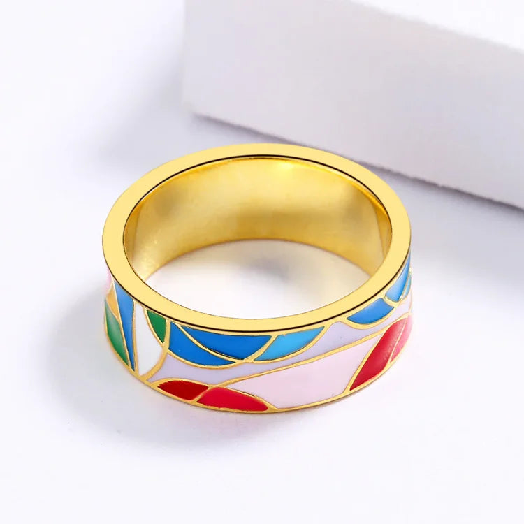 Bague en zirconium émaillé classique – Nadia
