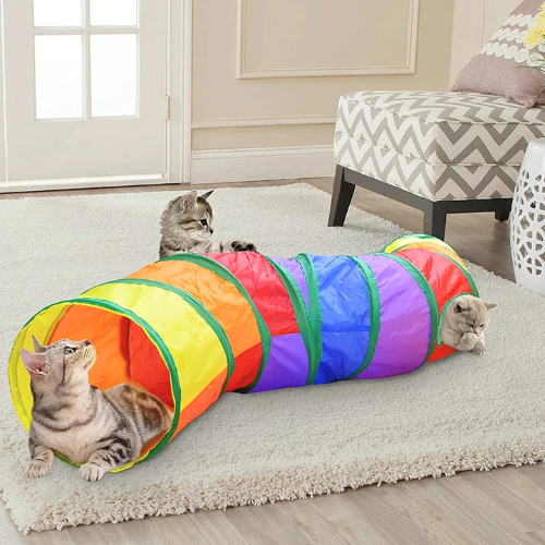 Tunnel de jeu arc-en-ciel pour chats - Tunnel PurrfectPlay
