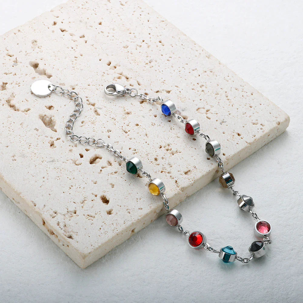 Bracelet charm en cristal arc-en-ciel