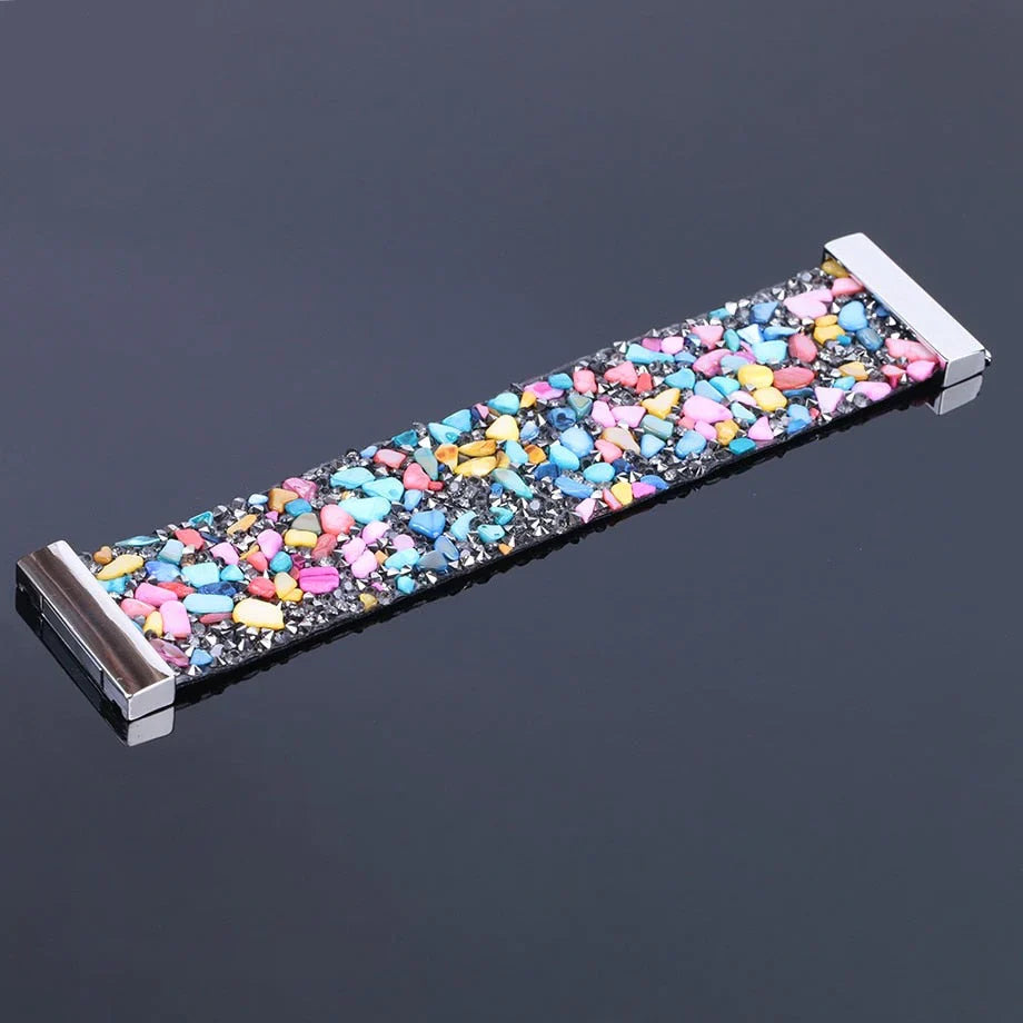 Bracelet en cuir avec cristaux en pierre naturelle