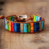 Voyage Mystique – Bracelet en pierres de jaspe arc-en-ciel tibétain