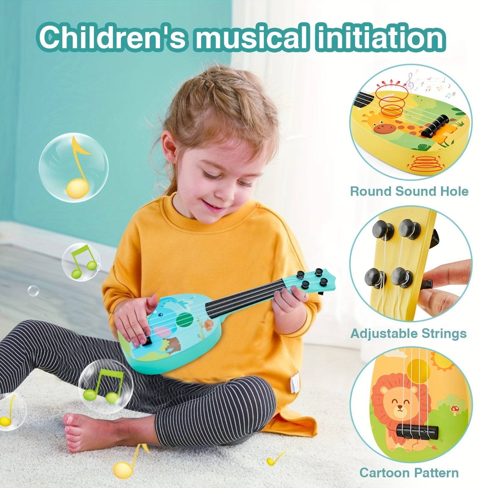 Ukulélé Mignon pour Enfants – Un Instrument de Musique Joyeux et Coloré pour Débutants