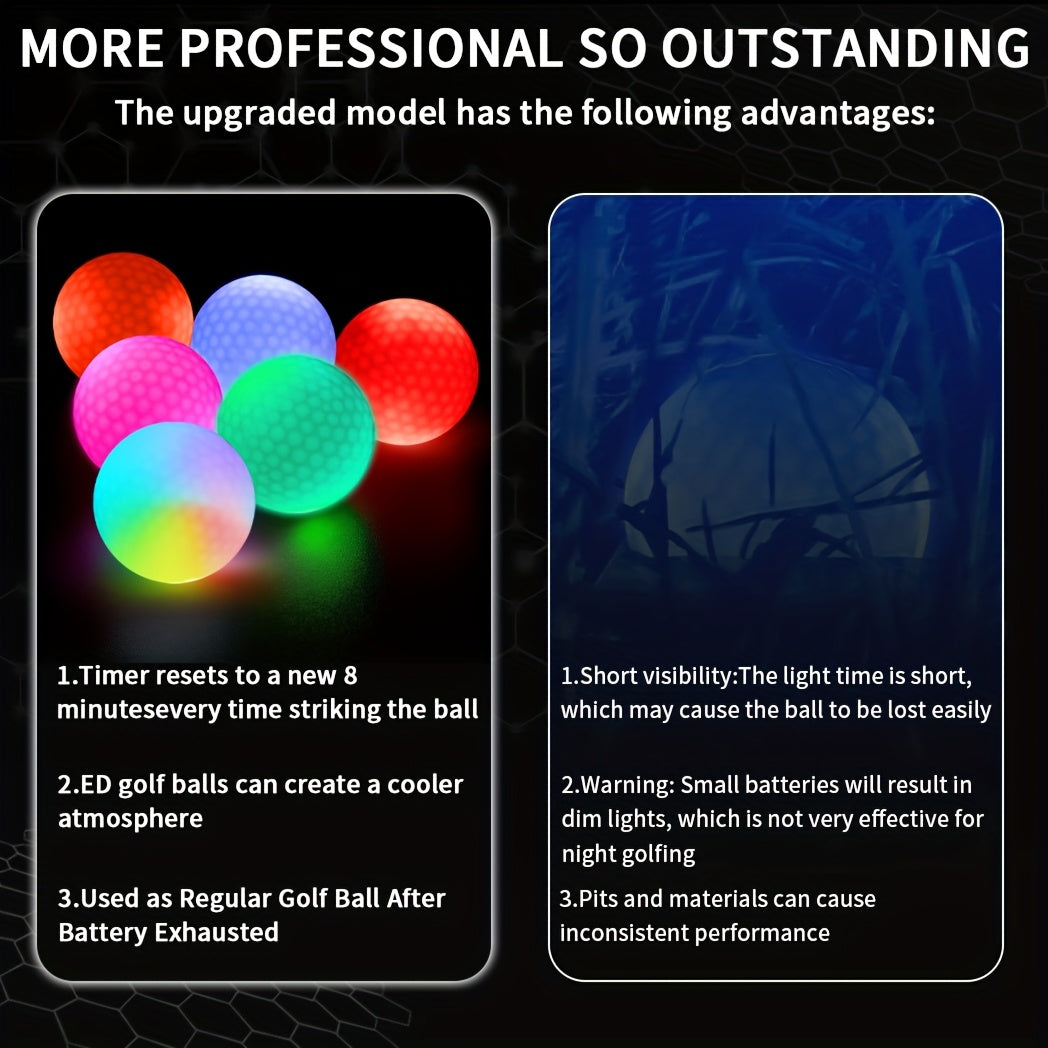 Caiton – Pack de 6 balles de golf LED avec capteur | Balles de golf lumineuses | Pour le golf de nuit, les fêtes et les idées de cadeaux